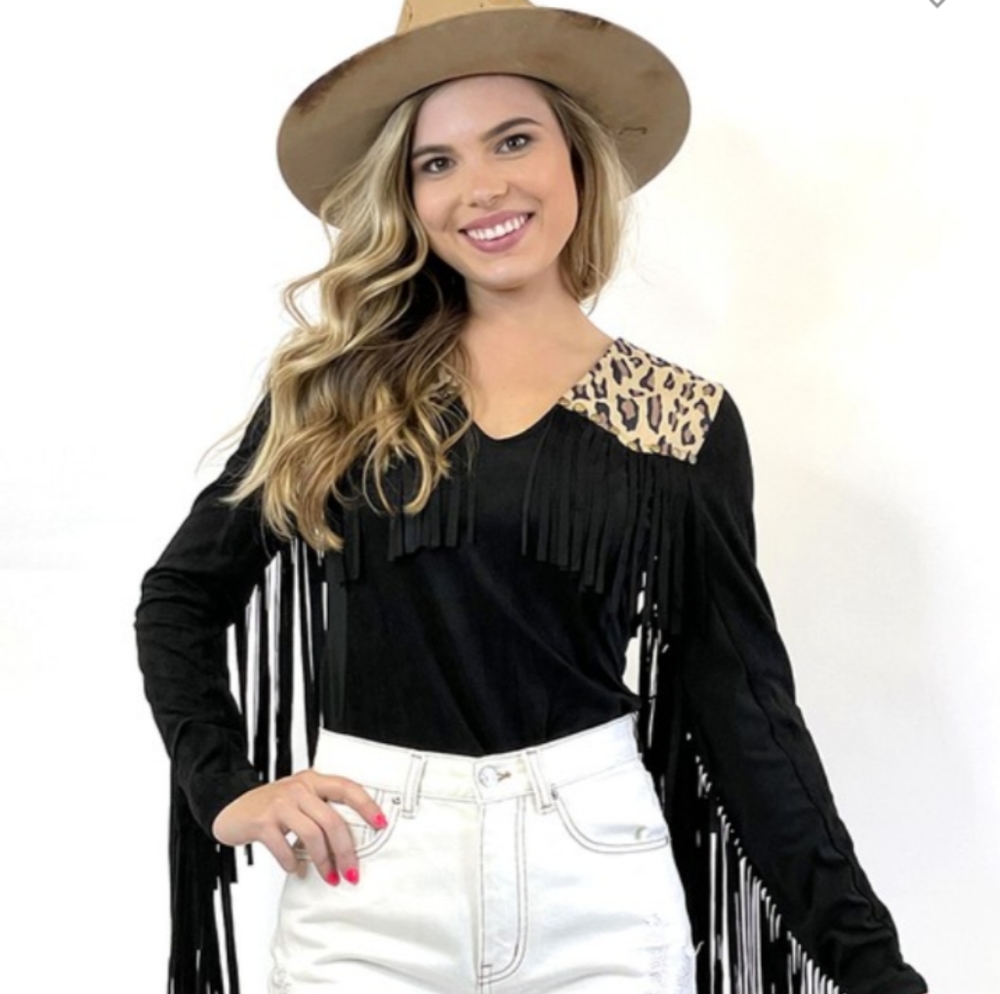 Leopard Fringe Bodysuit